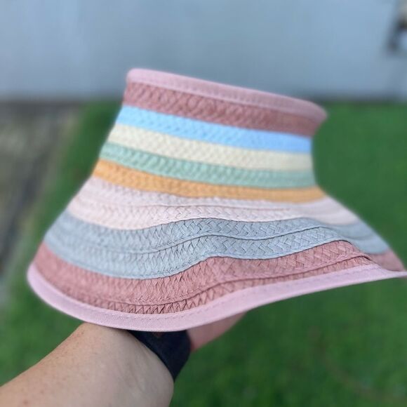 SAN DIEGO HAT CO. Paper Braid Roll-up Visor In Multicolor beach cruise vacation - Picture 4 of 6